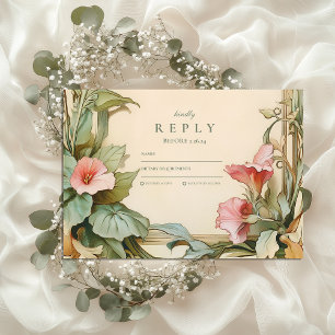 Cartons Réponse Cadre de vigne rose pour mariage