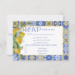 Cartons Réponse Cadre doré Carrelage bleu italien Citron Repas Mar
