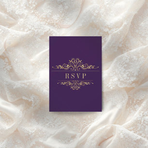 Cartons Réponse Cadre doré violet élégant