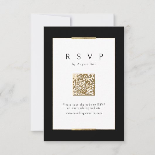 Cartons Réponse Cadre Elegance Black Simple Modern Classy Code QR (Devant)