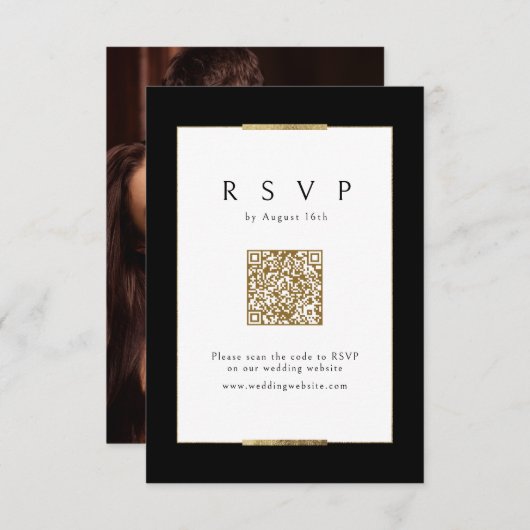Cartons Réponse Cadre Elegance Black Simple Modern Classy Code QR (Devant / Derrière)