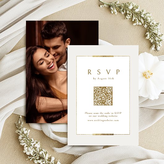 Cartons Réponse Cadre Elegance Modern Classy Code QR Mariage