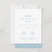 Cartons Réponse Cadre en tuile bleu grec simple destination mariag (Devant)