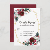 Cartons Réponse Cadre géométrique Or Bourgogne Fleurs d'hiver (Devant / Derrière)