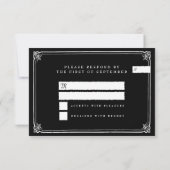 Cartons Réponse Cadre gothique noir blanc Mariage de typographie (Dos)