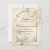 Cartons Réponse Cadre Or avec Roses Marron Monochrome et Blanches (Dos)