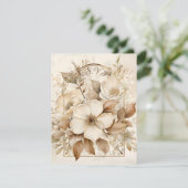 Cartons Réponse Cadre Or avec Roses Marron Monotone et Blanches (Debout devant)