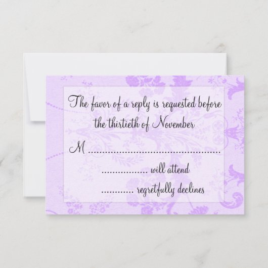 Cartons Réponse Cadre or élégant et Damas violet (Dos)