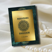 Cartons Réponse Cadre or Ornat & Emerald Green Mariage musulman