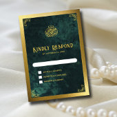 Cartons Réponse Cadre or Ornat & Emerald Green Mariage musulman