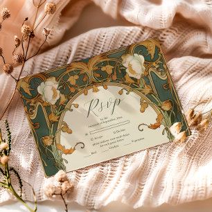 Cartons Réponse Cadre Orné Romantique de Mariage avec Feuillage