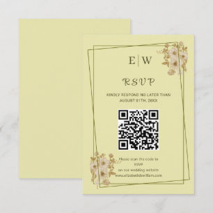 Cartons Réponse Cadre rose - Mariage jaune céleste Monogramme