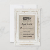 Cartons Réponse Cadre rustique blanc & Mariage Burlap Kelly Custom (Devant)