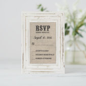 Cartons Réponse Cadre rustique blanc & Mariage Burlap Kelly Custom (Debout devant)