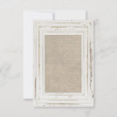 Cartons Réponse Cadre rustique blanc & Mariage Burlap Kelly Custom (Dos)