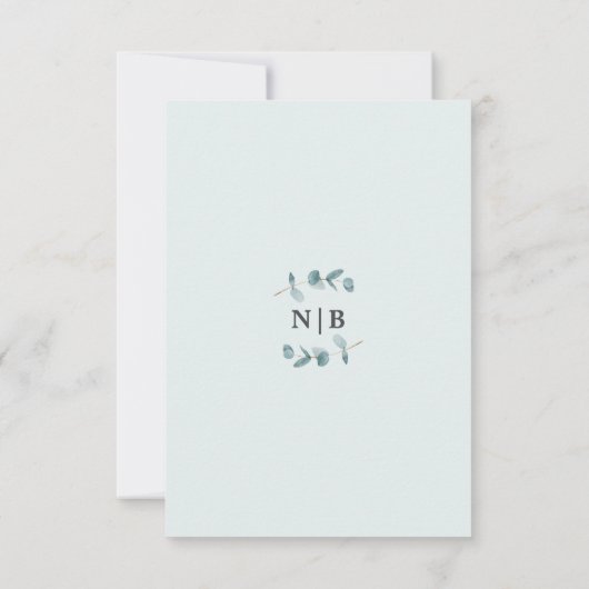 Cartons Réponse Cadre simple Eucalyptus avec Mariage de calligraph (Dos)