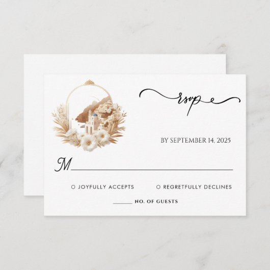 Cartons Réponse Café italien toscan Sorrento Mariage Décontracté (Devant / Derrière)