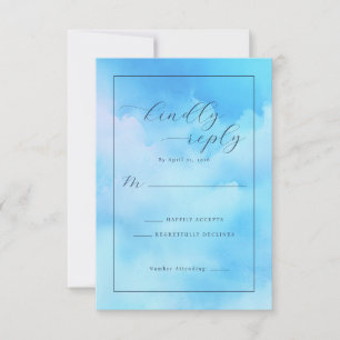 Cartons Réponse Calligraphie aquarelle bleue sereine