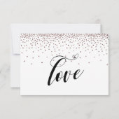 Cartons Réponse Calligraphie avec Coeurs, Rose Gold Confetti (Dos)