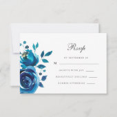 Cartons Réponse Calligraphie bleu simple Quinceanera (Devant)