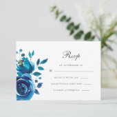 Cartons Réponse Calligraphie bleu simple Quinceanera (Debout devant)