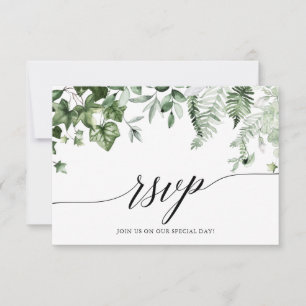 Cartons Réponse Calligraphie Botanique Ivy Greenery Mariage