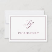 Cartons Réponse Calligraphie Bourgogne Classique Monogramme Pas de (Devant)
