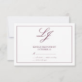 Cartons Réponse Calligraphie Bourgogne Classique Monogramme Pas de (Dos)