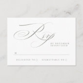 Cartons Réponse Calligraphie classique élégante Gris Vert Mariage (Devant)