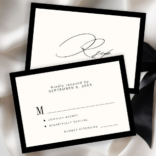 Cartons Réponse Calligraphie classique élégante mariage ivoire noi