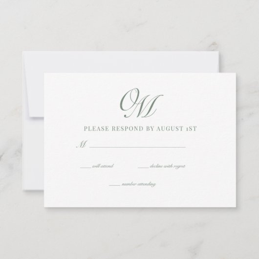 Cartons Réponse Calligraphie Classique Mariage moderne (Dos)