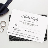 Cartons Réponse Calligraphie classique simple mariage noir et blan