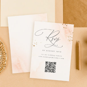 Cartons Réponse Calligraphie couleur rose pâle Mariage QR