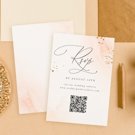 Cartons Réponse Calligraphie couleur rose pâle Mariage QR