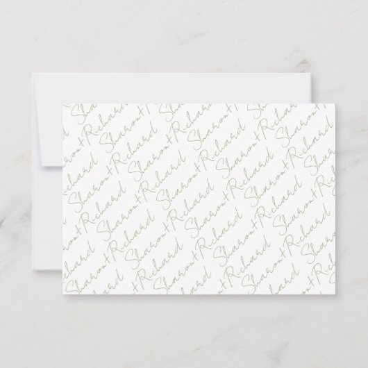 Cartons Réponse Calligraphie de script moderne mariage vert (Dos)