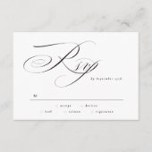 Cartons Réponse Calligraphie Élégante Formel Mariage Tenue de Soir (Devant)