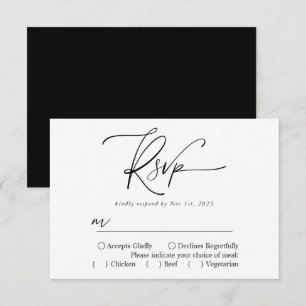 Cartons Réponse Calligraphie élégante noire et blanche moderne sim