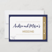 Cartons Réponse Calligraphie Embarquement Pass Destination Mariage (Dos)