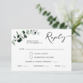 Cartons Réponse Calligraphie Eucalyptus Mariage de choix de repas (Debout devant)