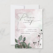 Cartons Réponse Calligraphie Floral Mariage Mauve ID771 (Devant)