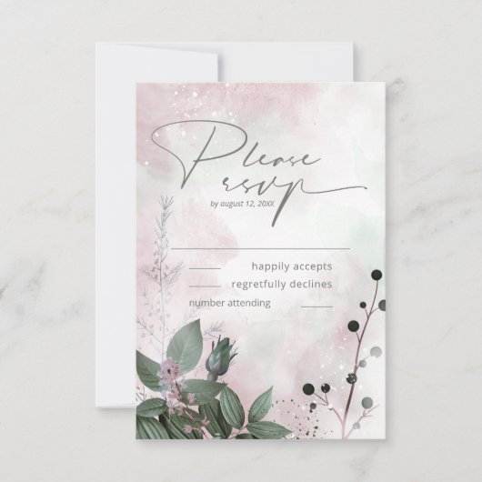 Cartons Réponse Calligraphie Floral Mariage Mauve ID771 (Devant)