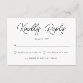 Cartons Réponse Calligraphie Joueuse moderne Mariage noir blanc (Devant)