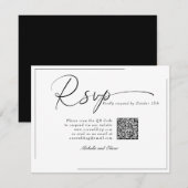 Cartons Réponse Calligraphie Mariage Moderne Classique Code QR RSV (Devant / Derrière)