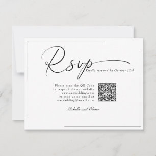 Cartons Réponse Calligraphie Mariage Moderne Classique Code QR RSV