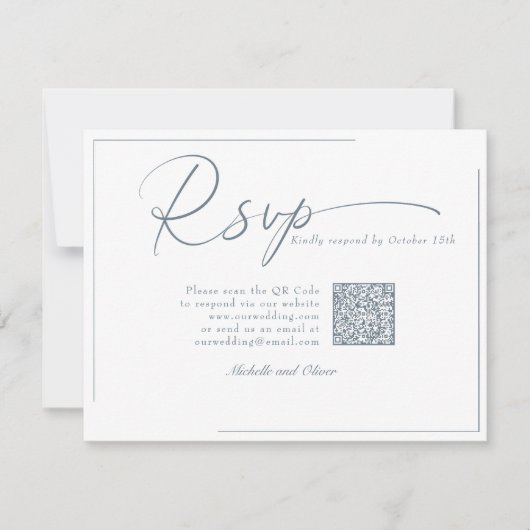 Cartons Réponse Calligraphie Mariage Moderne Classique Code QR RSV (Devant)