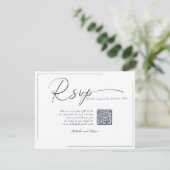 Cartons Réponse Calligraphie Mariage Moderne Classique Code QR RSV (Debout devant)