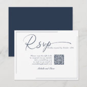 Cartons Réponse Calligraphie Mariage Moderne Classique Code QR RSV (Devant / Derrière)