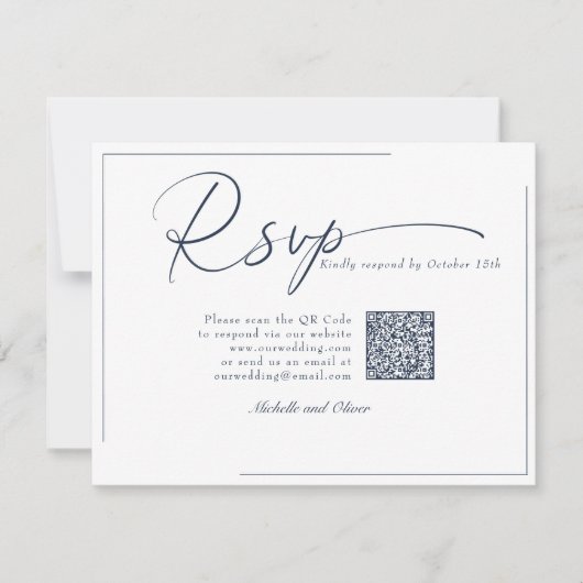 Cartons Réponse Calligraphie Mariage Moderne Classique QR Code RSV (Devant)