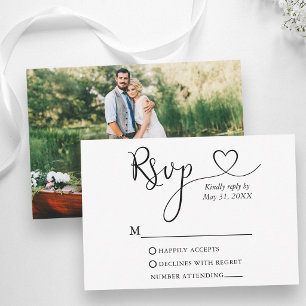 Cartons Réponse Calligraphie Moderne Coeur Photo Mariage
