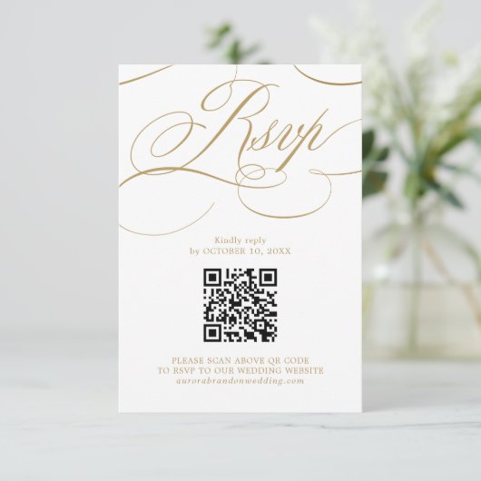 Cartons Réponse Calligraphie moderne or blanc intemporel code QR (Debout devant)